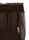 Self-Portrait Self Portrait Brown Georgette Off Shoulder Maxi Dress
