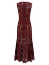 Self-Portrait Self Portrait Burgundy Guipure Lace Midi Dress
