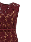 Self-Portrait Burgundy Guipure Lace Midi Dress