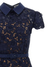 Self-Portrait Navy Guipure Lace Midi Dress