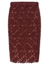 Self-Portrait Self Portrait Burgundy Guipure Lace Midi Skirt