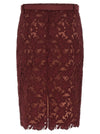 Self-Portrait Self Portrait Burgundy Guipure Lace Midi Skirt