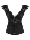 Self-Portrait Self Portrait Black Satin Lace Top