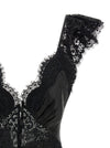 Self-Portrait Black Satin Lace Top