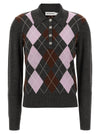 Self-Portrait Grey Argyle Lightweight Sweater