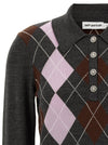 Self-Portrait Grey Argyle Lightweight Sweater