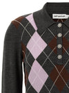 Self-Portrait Grey Argyle Lightweight Sweater