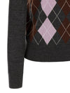 Self-Portrait Grey Argyle Lightweight Sweater