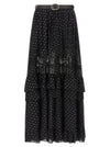 Self-Portrait Self Portrait Black And Gold Chiffon Lace Maxi Skirt
