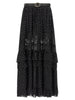 Self-Portrait Black And Gold Chiffon Lace Maxi Skirt
