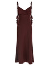 Self-Portrait Burgundy Satin Flower Midi Dress