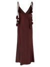Self-Portrait Self Portrait Burgundy Satin Flower Midi Dress