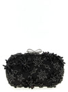 Self-Portrait Self Portrait Black Satin Floral Crystal Clutch
