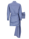 Self-Portrait Blue Cotton Tie Side Mini Dress