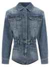 Self-Portrait Rhinestone Denim Jumpsuit