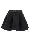 Self-Portrait Self Portrait Black Flared Denim Mini Skirt