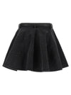 Self-Portrait Self Portrait Black Flared Denim Mini Skirt
