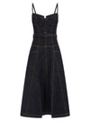 Self-Portrait Indigo Denim Flared Midi Dress