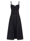 Self-Portrait Indigo Denim Flared Midi Dress