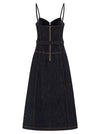 Self-Portrait Indigo Denim Flared Midi Dress