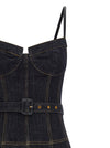 Self-Portrait Indigo Denim Flared Midi Dress