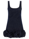 Self-Portrait Indigo Denim 3d Flower Mini Dress