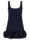 Self-Portrait Indigo Denim 3d Flower Mini Dress
