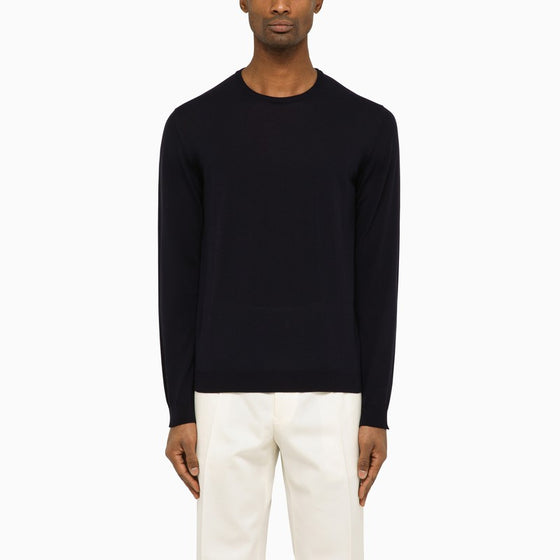 Roberto Collina Navy blue cotton crew-neck sweater