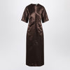 Loulou Studio Long brown dress in linen and silk