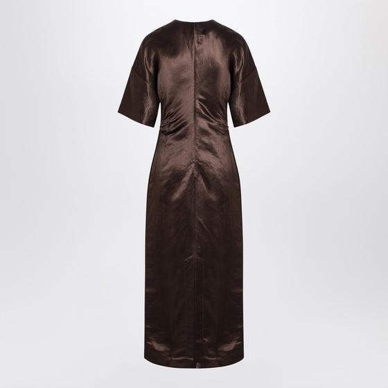 LouLou De Saison Long brown dress in linen and silk