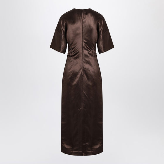 Loulou Studio Long brown dress in linen and silk