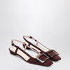 ROGER VIVIER Belle Vivier bordeaux suede slingback flats