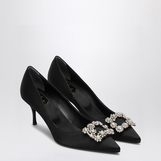 ROGER VIVIER Black Satin Efflorescence Décolletés