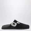 ROGER VIVIER Black suede Mule Slidy Viv