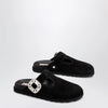 ROGER VIVIER Black suede Mule Slidy Viv