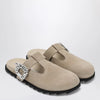 ROGER VIVIER Slidy Viv Mules in suede beige