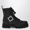 ROGER VIVIER Viv'' Rangers Truck black leather ankle boots