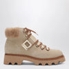 ROGER VIVIER Viv' Rangers Truck Booties in suede beige