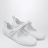 ROGER VIVIER Viv Low Ballerina Flats with Fabric Strap in White