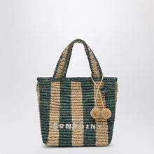  Bonpoint Beige/green striped bag in raffia