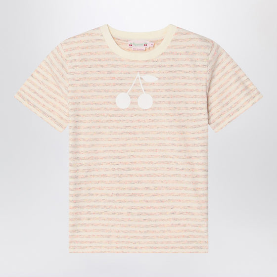 Bonpoint Thida T-shirt pink striped in cotton blend
