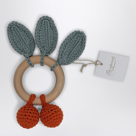 Bonpoint Orange bi-coloured crochet rattle