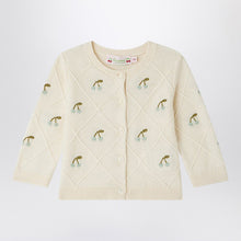  Bonpoint Cardigan Fayana ivory with embroidered cherries