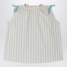  Bonpoint Elvia dress white/blue striped with bows
