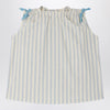 Bonpoint Elvia dress white/blue striped with bows
