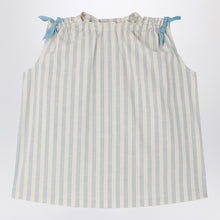  Bonpoint Elvia dress white/blue striped with bows