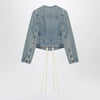 Maison Margiela Light blue cotton denim jacket with V-neck