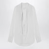 Maison Margiela Deep V-neck cotton poplin shirt in white