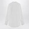 Maison Margiela Deep V-neck cotton poplin shirt in white