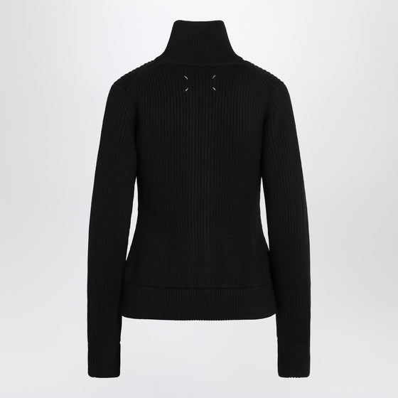 Maison Margiela Black wool zip-up cardigan
